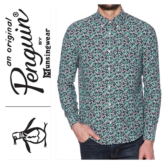 Original Penguin Other - 🆕🎄🐧 OP Holly Print Flannel Long Sleeve